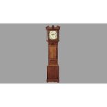 AN EARLY 19th CENTURY OAK AND MAHOGANY LONGCASE CLOCK, by G.R. Freeman, Lechdale, the white