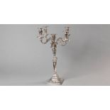 A VICTORIAN SILVER CANDELABRUM, LONDON 1899, MAKER'S MARKS INDECIPHERABLE, the square base with