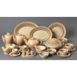 A SUSIE COOPER DINNER SERVICE, comprising: 6 dinner plates, 6 salad plates, 8 side plates, 2