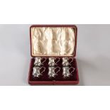 A SET OF SIX EDWARDIAN SILVER MINIATURE GOBLETS, LONDON 1910, GIBSON & Co, Ltd, BELFAST, with