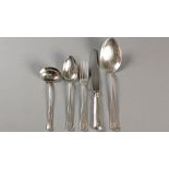 A .830 STD DANISH SILVER CUTLERY SET, comprising: 6 dinner knives, 6 dinner forks, 6 dessert spoons,