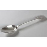 A VICTORIAN SILVER FIDDLE PATTERN BASTING SPOON, LONDON 1845, J & AS, handle engraved with