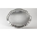 A NORWEGIAN SILVER TRAY, BY AMICHFLSEN, of oval form with reeded rim and plain well, 41cm by 33cm,