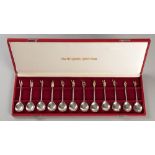 A SET OF TWELVE TICHBOURNE CELEBRITIES SPOONS, complete in presentation case, 262g, (12).