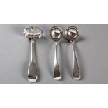 A PAIR OF GEORGE III SILVER OLD ENGLISH CREAM LADLES, LONDON 1808, MAKER'S MARKS INDECIPHERABLE,