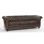 Brown Leather Chesterfield Style Sofa