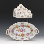 German Porcelain, Von Schierholz Porzellan Manufaktur Bowl and Dresden Letter Holder, ca. Late 19th