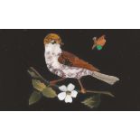 Italian Pietra Dura Plaque of a Bird and Butterfly