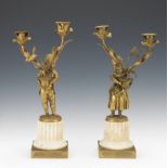 Pair of Louis XV-Style Bronze Two-Light Candelabra