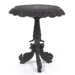 19th Century Anglo-Indian Carved Hardwood Center Table