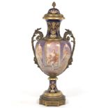 Sevres Porcelain with d'Ore Bronze Mounts Pictorial Vase, artist Charles Fuchs, retailed by F.lli G