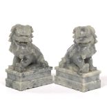 Chinese Pair of Carved Stone Foo Dogs