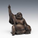 19th Century Bronze Buddha with Silver Inlay