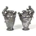 Pair of WMF Metal Art Nouveau Vases