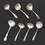 Seven Sterling Silver Gravy Ladles, Including Wallace Silversmiths