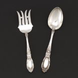 Towle Silversmith Sterling Silver Salad Serving Spoon and Fork, "King Richard" Pattern, ca. 1930's