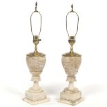 Pair of Carved Alabaster Classical Style Lamps