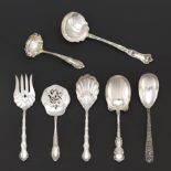 Seven Sterling Silver Serving Pieces, Including, S. Kirk, Towle, and Gorham