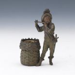 Cold Painted Bronze Musketeer Long Fireplace Match Holder