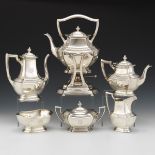 Richard Wallace & Sons Sterling Silver, Five Piece Coffee and Tea Service, "Washington" Pattern, ca