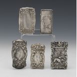 Sterling Silver, Five Match Safes, Including Gorham, ca. Late 19th Century