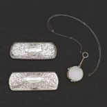 Two Sterling Silver Lined Eyeglass Cases and One Lorgnette