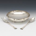 Whiting Manufacturing Company Sterling Silver Hammered Bowl and Two Piece Salad Set, ca. 1923