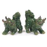 Pair of Japanese Ceramic Glazed Shishi Guardians