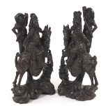 Pair of Antique Chinese Carved Wood Sculptures