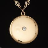 Ladies' Vintage Rose Gold and Diamond Locket on Fancy Chain