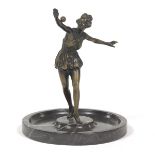 Art Deco Bronze Sculpture of an Athletic Woman on Marble Base