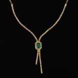 Ladies' Italian Gold, Emerald and Diamond Neglige Necklace