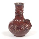 Japanese Sumida Gawa Oversized Pottery Flambe Dragon and Phoenix Vase