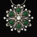 Ladies' Art Deco Style Italian Gold, Diamond and Natural Untreated Translucent Green Jadeite Jade P