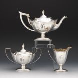 Three Piece Gorham Tea Service, "Plymouth" Pattern