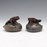 Two Orient and Flume Frog Paperweights Designed by David Smallhouse