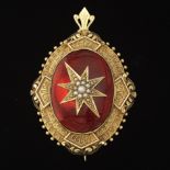 Victorian Gold, Enamel and Pearl Brooch