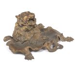 Cast Bronze Lion Inkwell