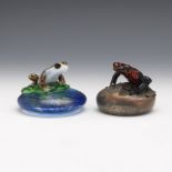 Two Orient and Flume Frog Paperweights Designed by David Smallhouse