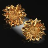 JAR 18k Gold Plated and Aluminum Flower Ear Clips, #06, Joel Arthur Rosenthal