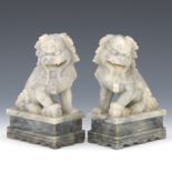 Pair of Carved Soapstone Shi Shi Lions