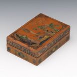 Chinese Lacquer Bamboo Style Signed Box with Cover