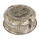 Ottoman Empire Silvered Brass and Copper Round Box, ca. 19th Century