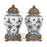 Pair of Chinese Export Porcelain Blue and White Vases with Bronze Mounts, Apocryphal Guangxu Seal-M