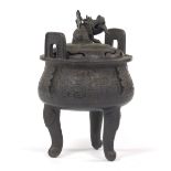 Chinese Patinated Metal Tripod Censer