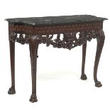 Mahogany and Marble Console Table