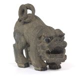 Chinese Carved Wood Garden Sculpture of Guardian Foo Dog