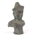 South-Asian Patinated Bronze Torso of Buddha Shakyamuni