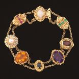 Victorian Style Gold and Gemstone Slide Bracelet