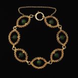 Ladies' Gold and Green Jade Bracelet